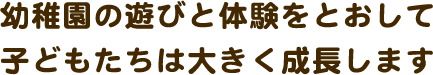 幼稚園の遊びと体験をとおして子どもたちは大きく成長します